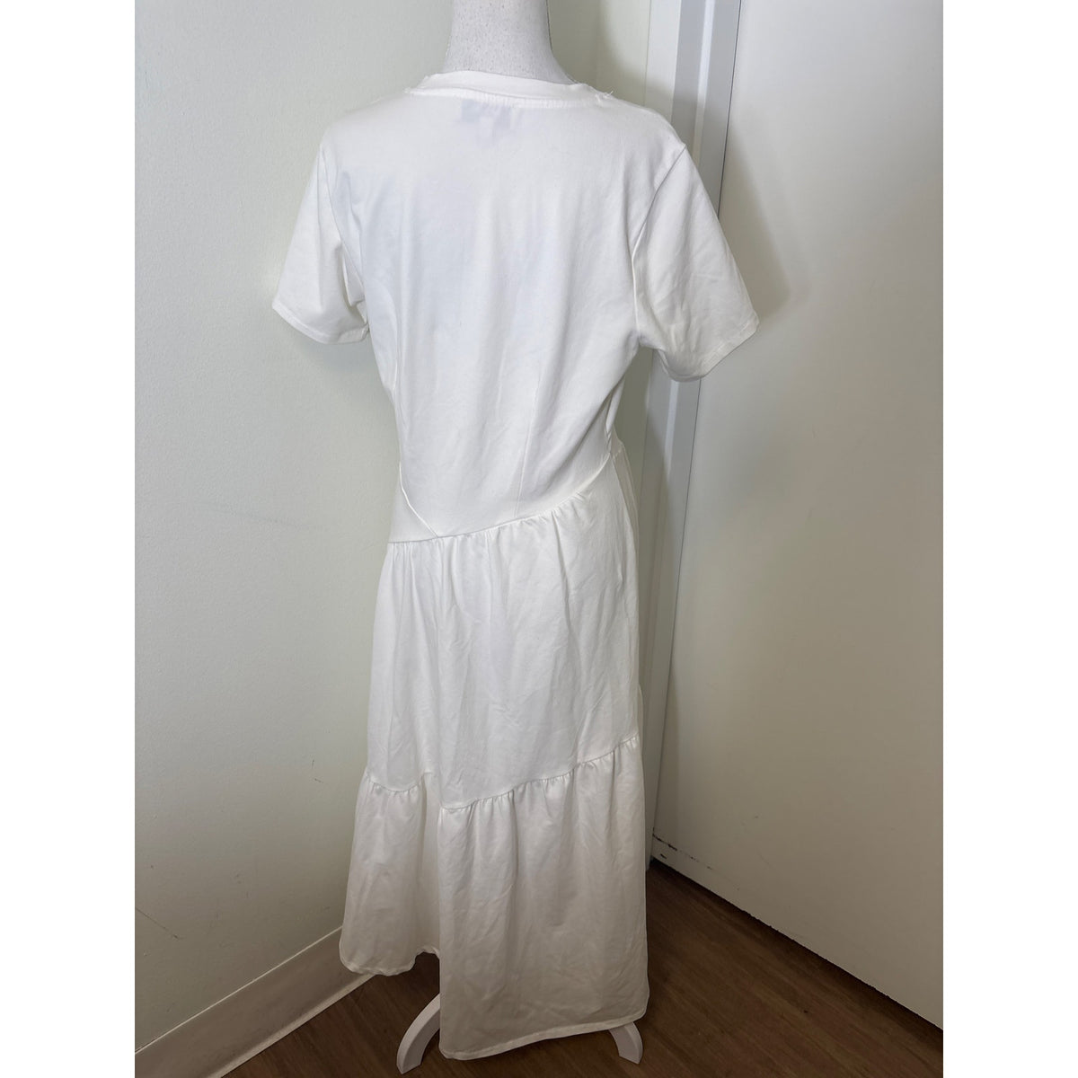 Robert Rodriguez White Short Sleeve Tiered Maxi Dress Sz M