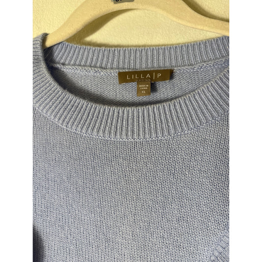 Lilla P Light Blue Long Sleeve Ruffle Sweater Sz XL