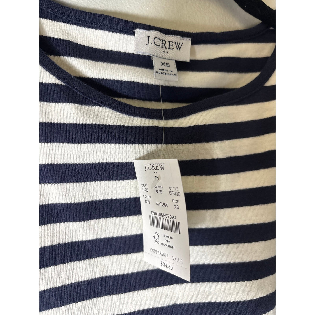 NWT J.Crew Navy and Stripe Tank Sz XS