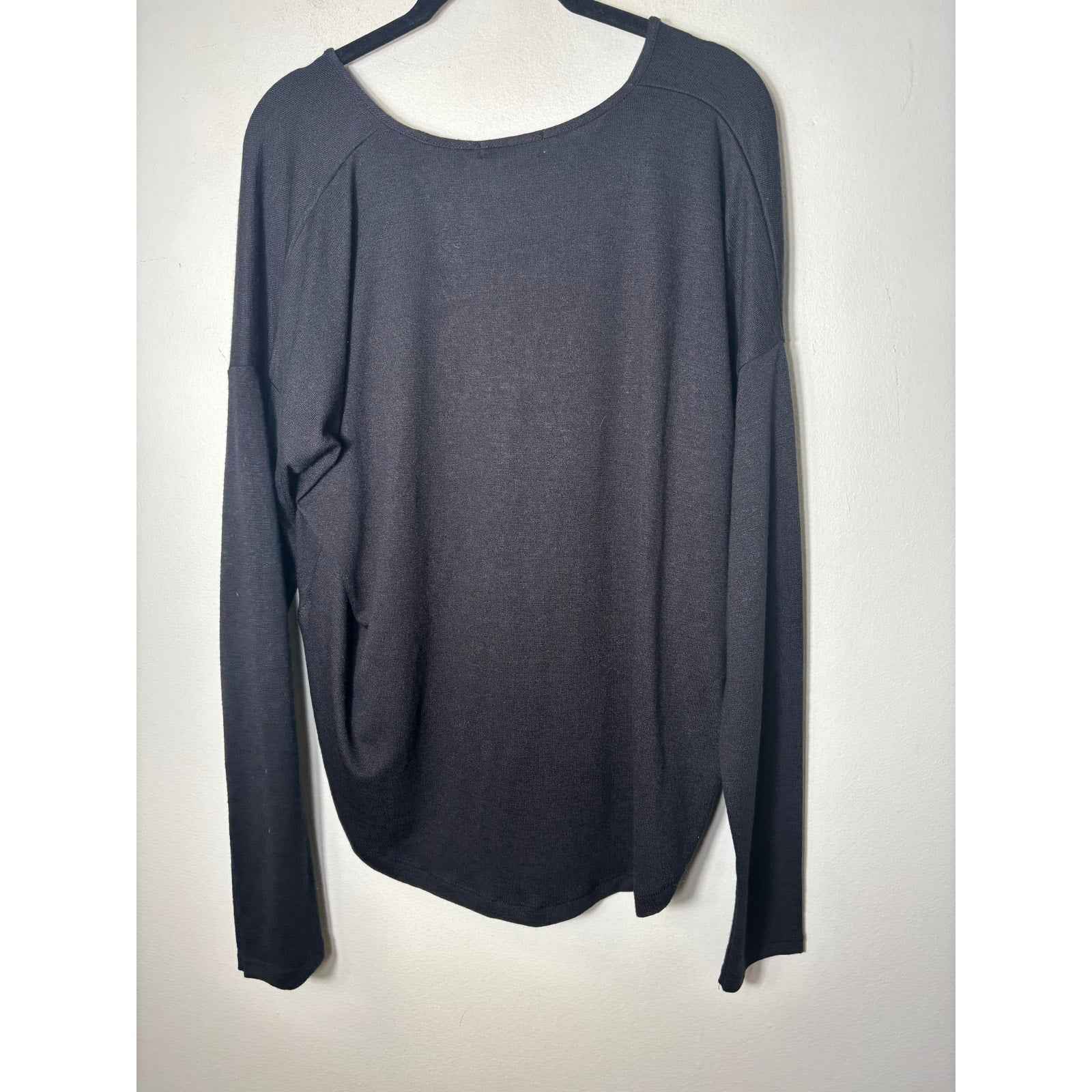 Rag & Bone Black Long Sleeve V-Neck High Low Hem Top Sz L
