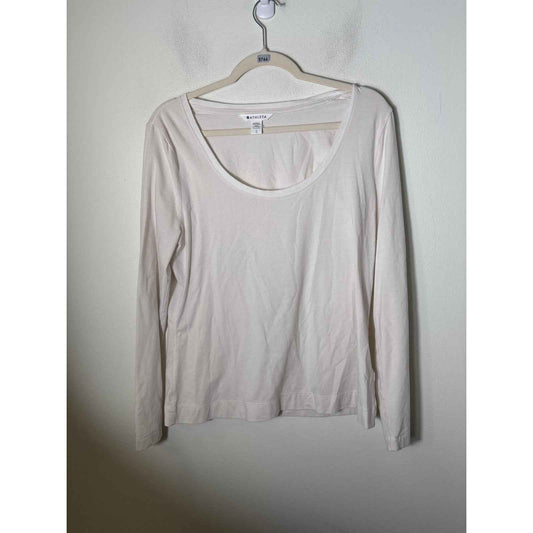 Athleta Off White Long Sleeve Wide Neck Sz L