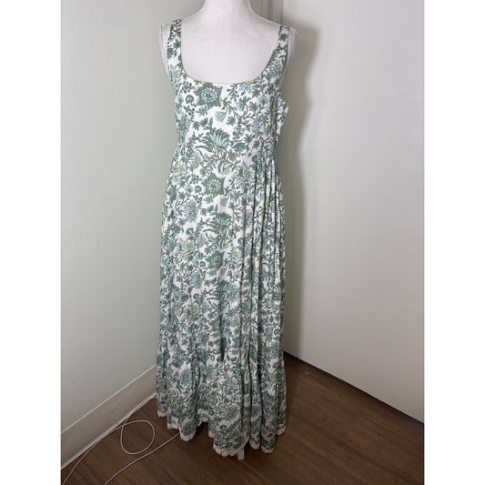 EDDY Green Floral Sleeveless Cotton Maxi Dress Sz M