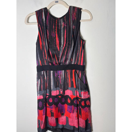 Milly Brush Stroke Sleeveless Mini Dress Sz 4