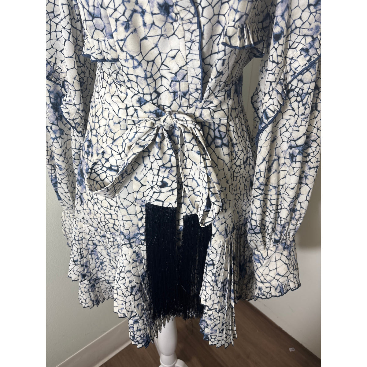 Alexis Blue and White Tie Dye Printed Mini Dress Sz S