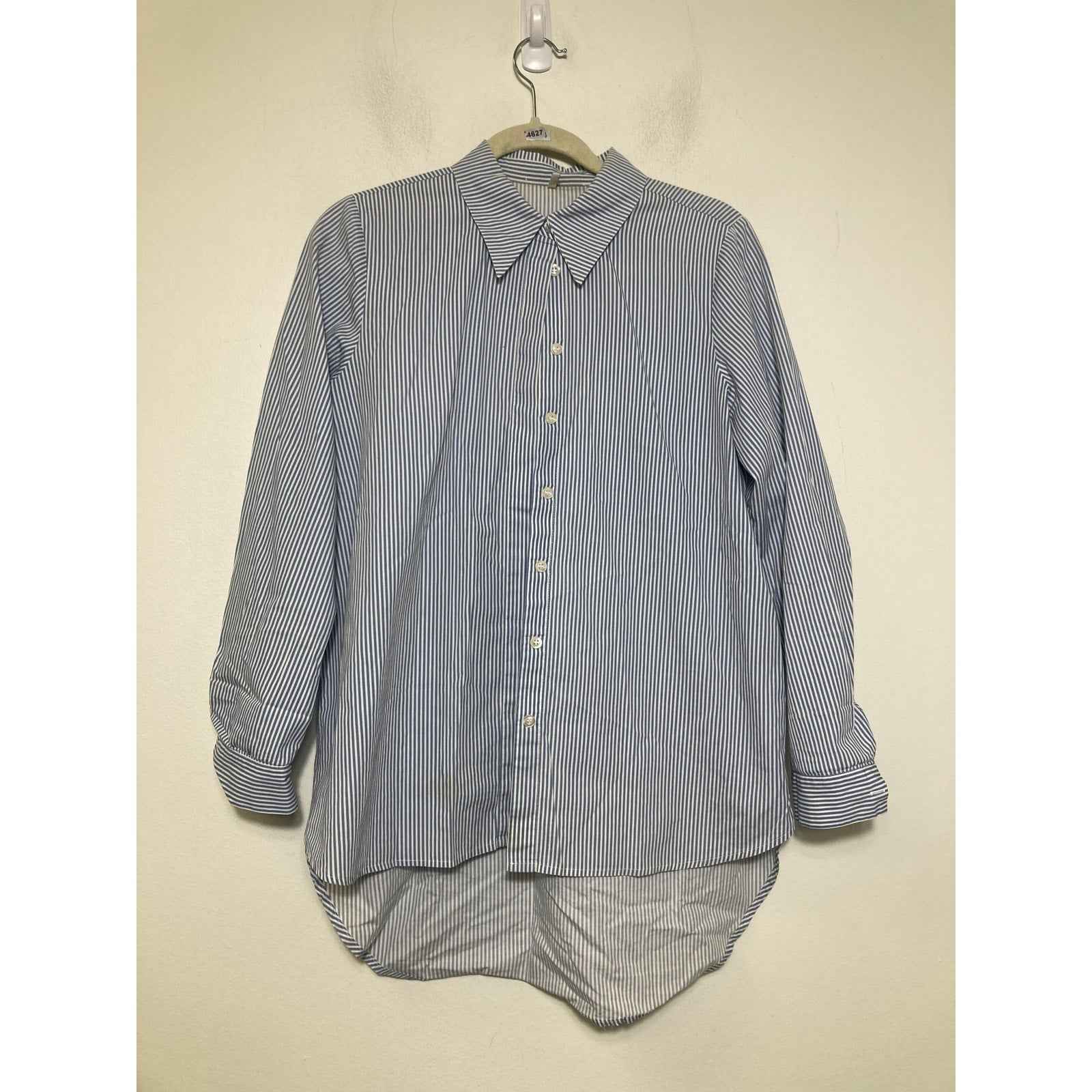 Just Female Blue and White Stripe Oxford Button Up SHirt Sz XS