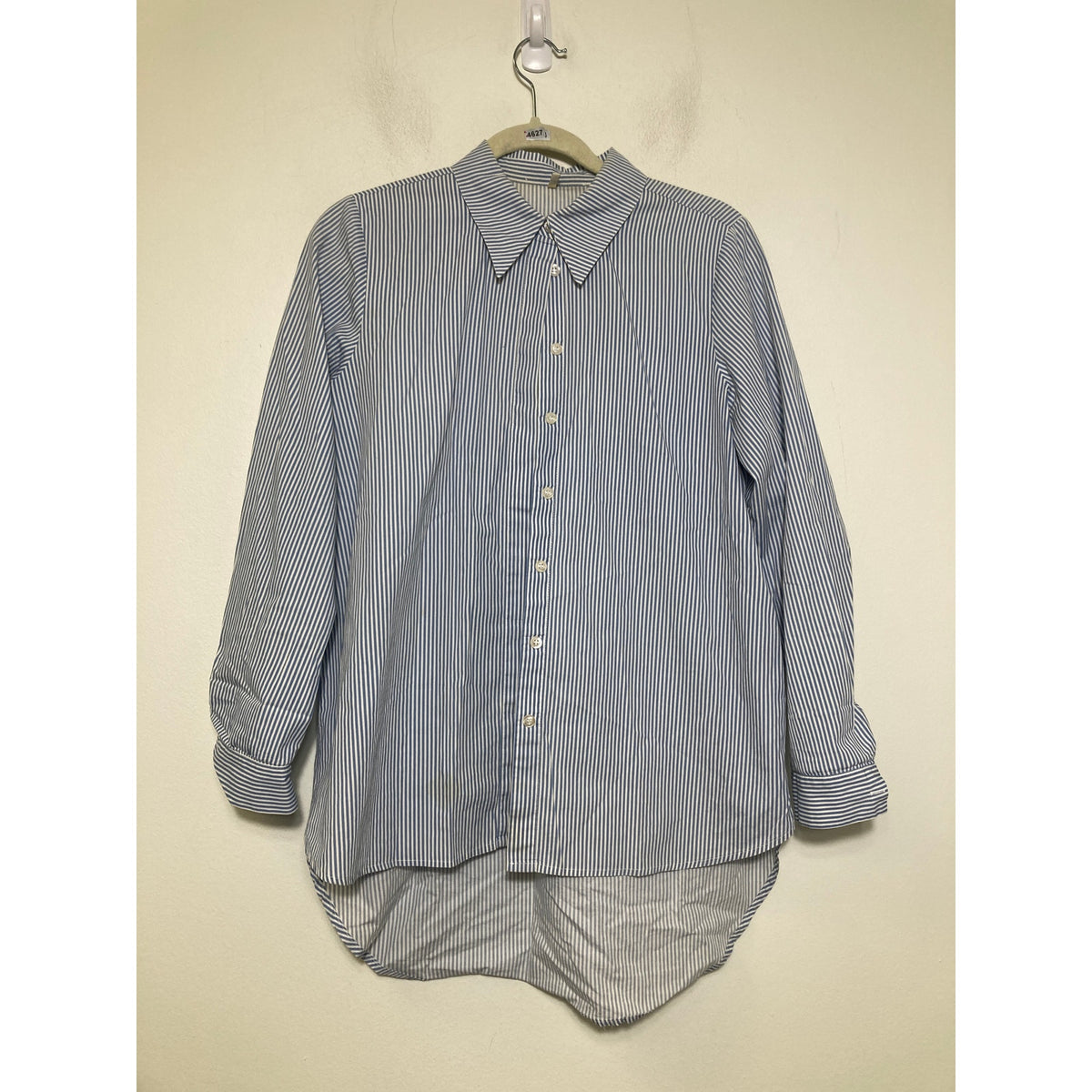 Just Female Blue and White Stripe Oxford Button Up SHirt Sz XS