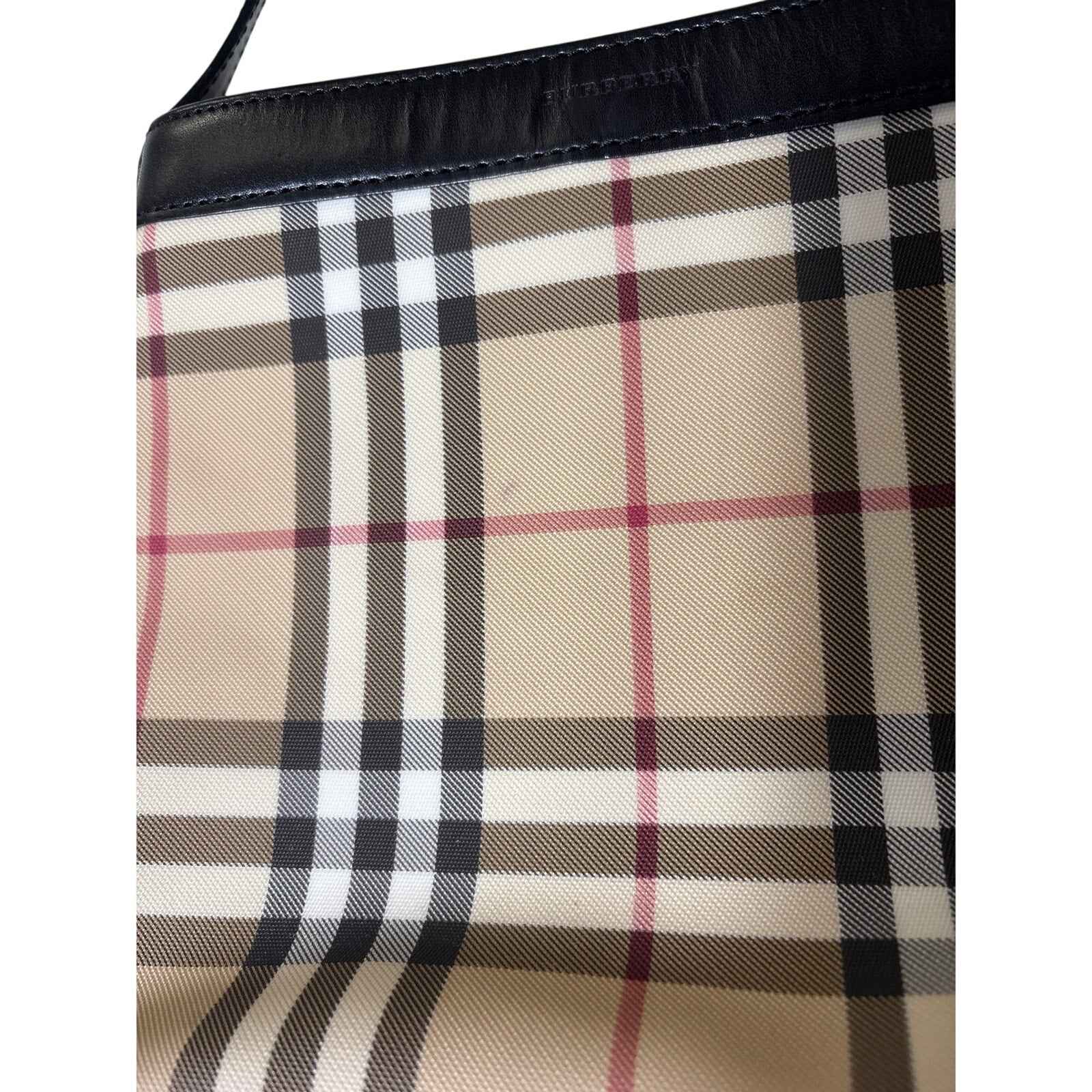 Burberry Classic Vintage Plaid Vinyl Handbag 10"x 8"