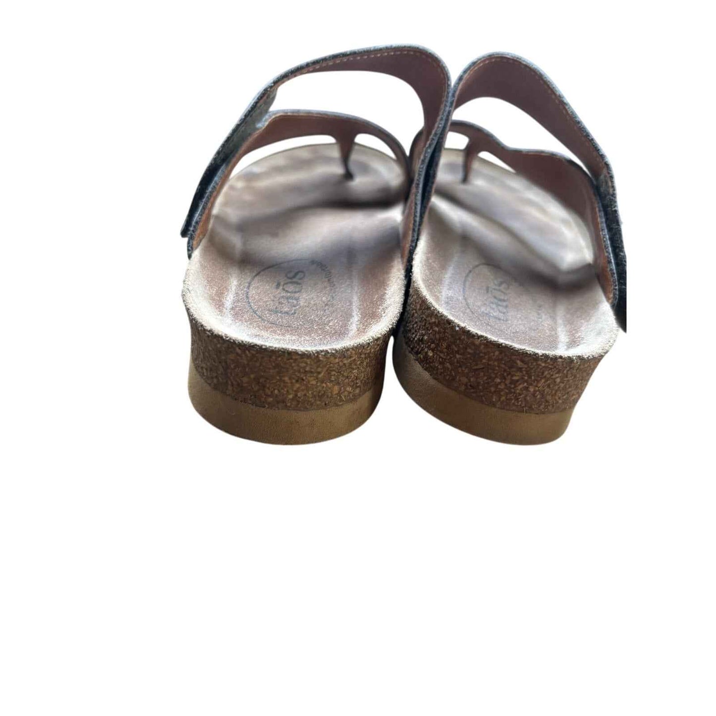 Taos Gray Leather Outdoor Slide with Velcro Strap Sz EUR 40