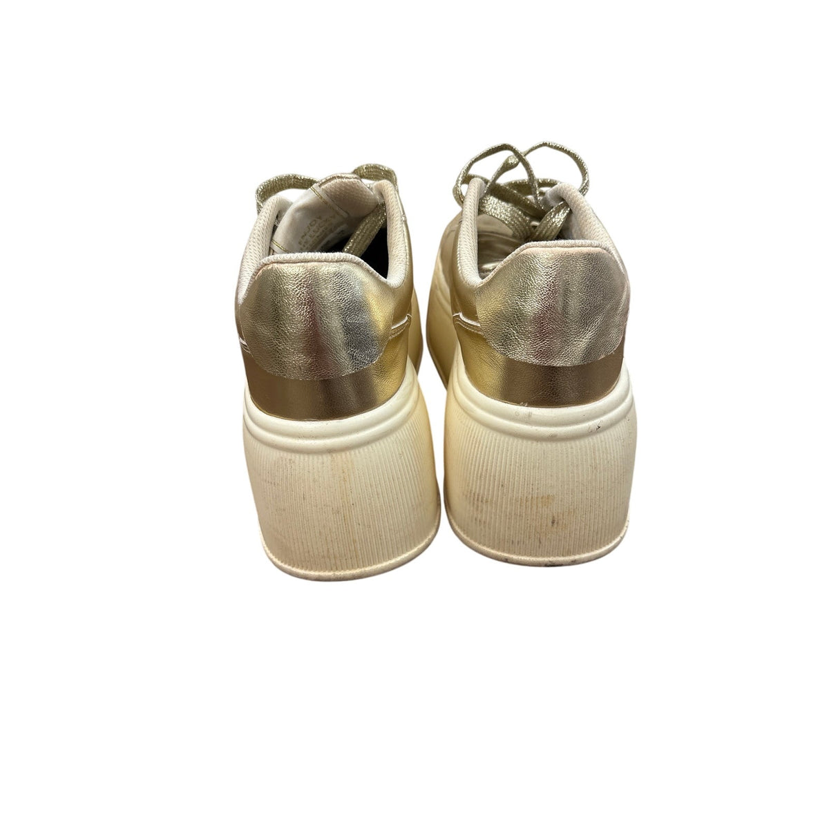 Lucky Step Gold Lace Up Platform Fashion Sneaker Sz 6
