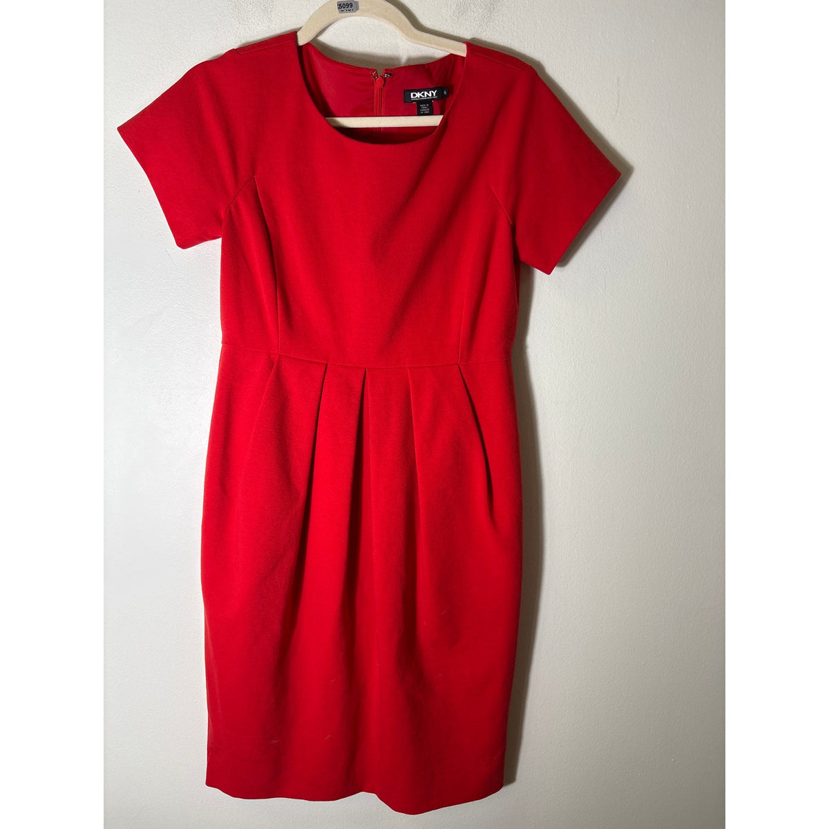 DKNY Red Front Pleated Dress Sz 6