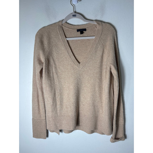 J. Crew Tan Long Sleeve V-Neck Knit Sweater Sz S