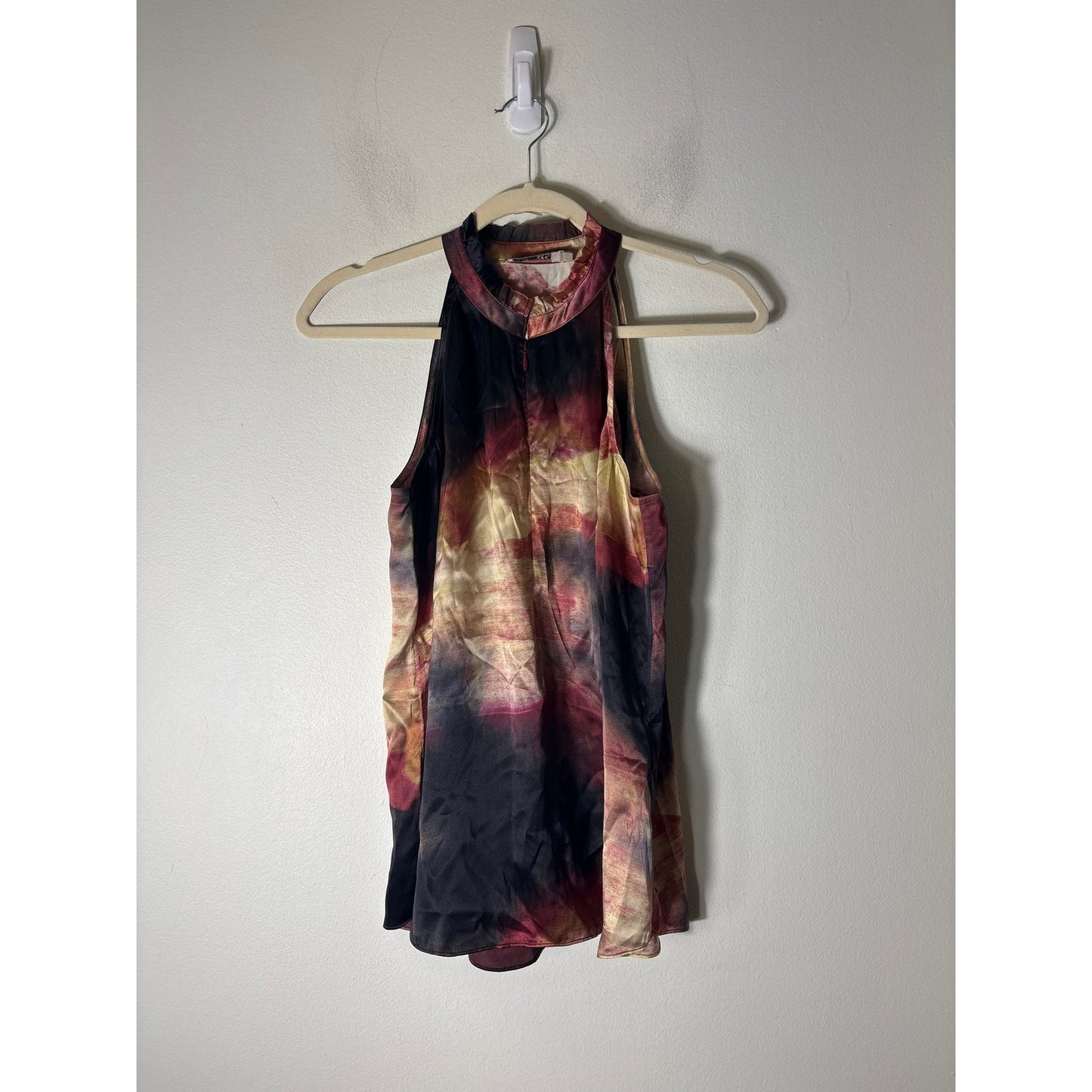 Go Silk Gold "Tie Dye" Sleeveless Silk Top Sz S