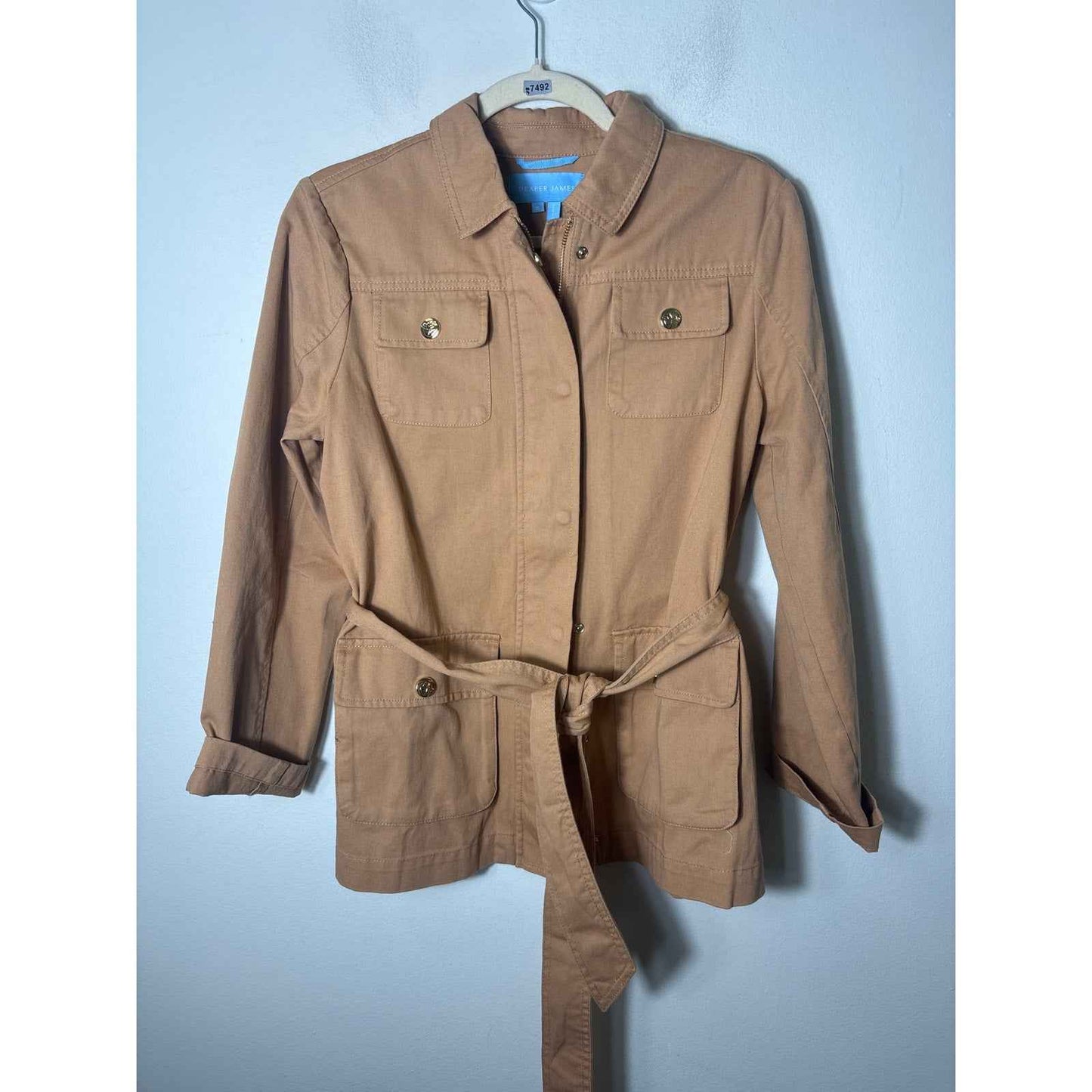 Draper James Camel Colored Long Sleeve Zip Up Jacket Sz S
