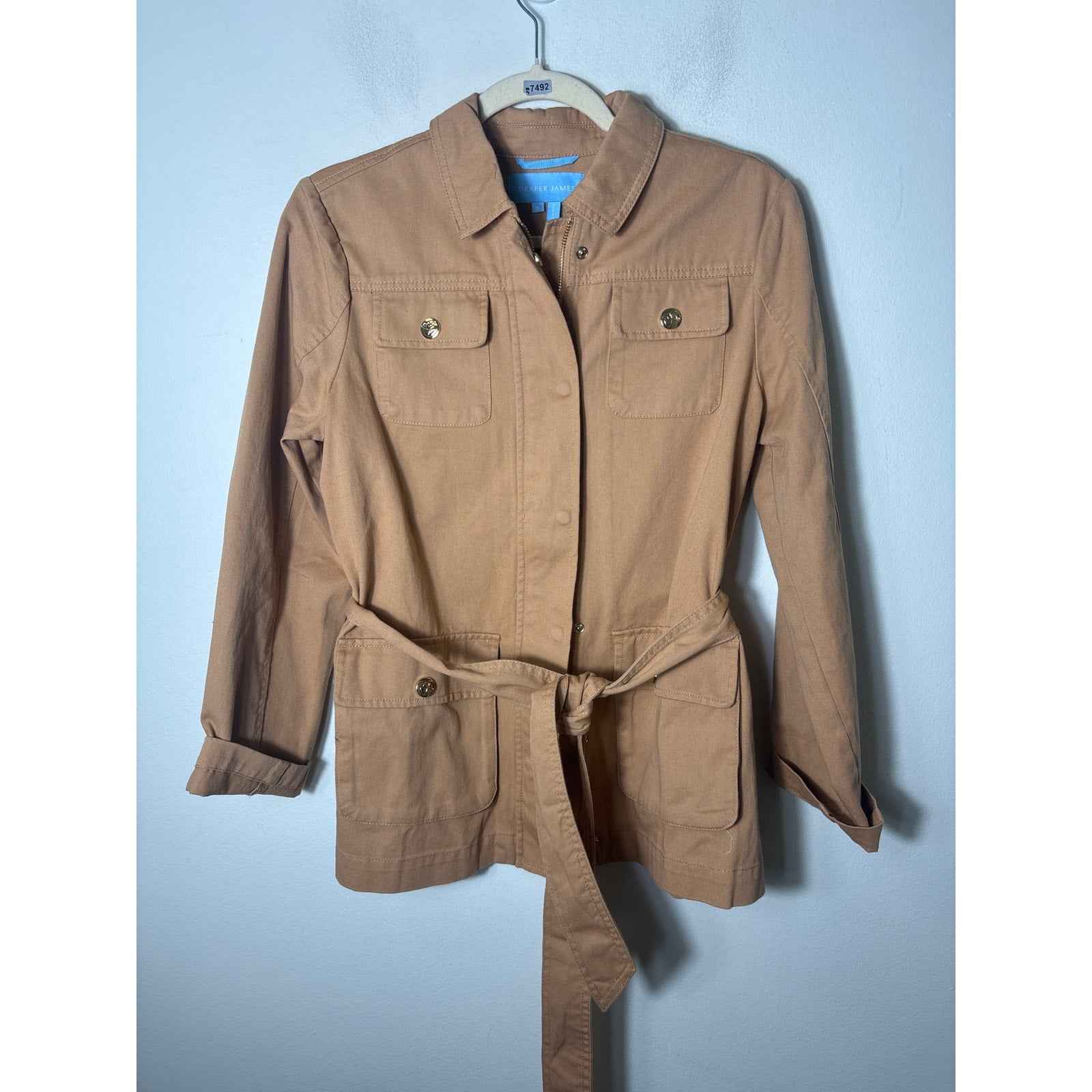 Draper James Camel Colored Long Sleeve Zip Up Jacket Sz S
