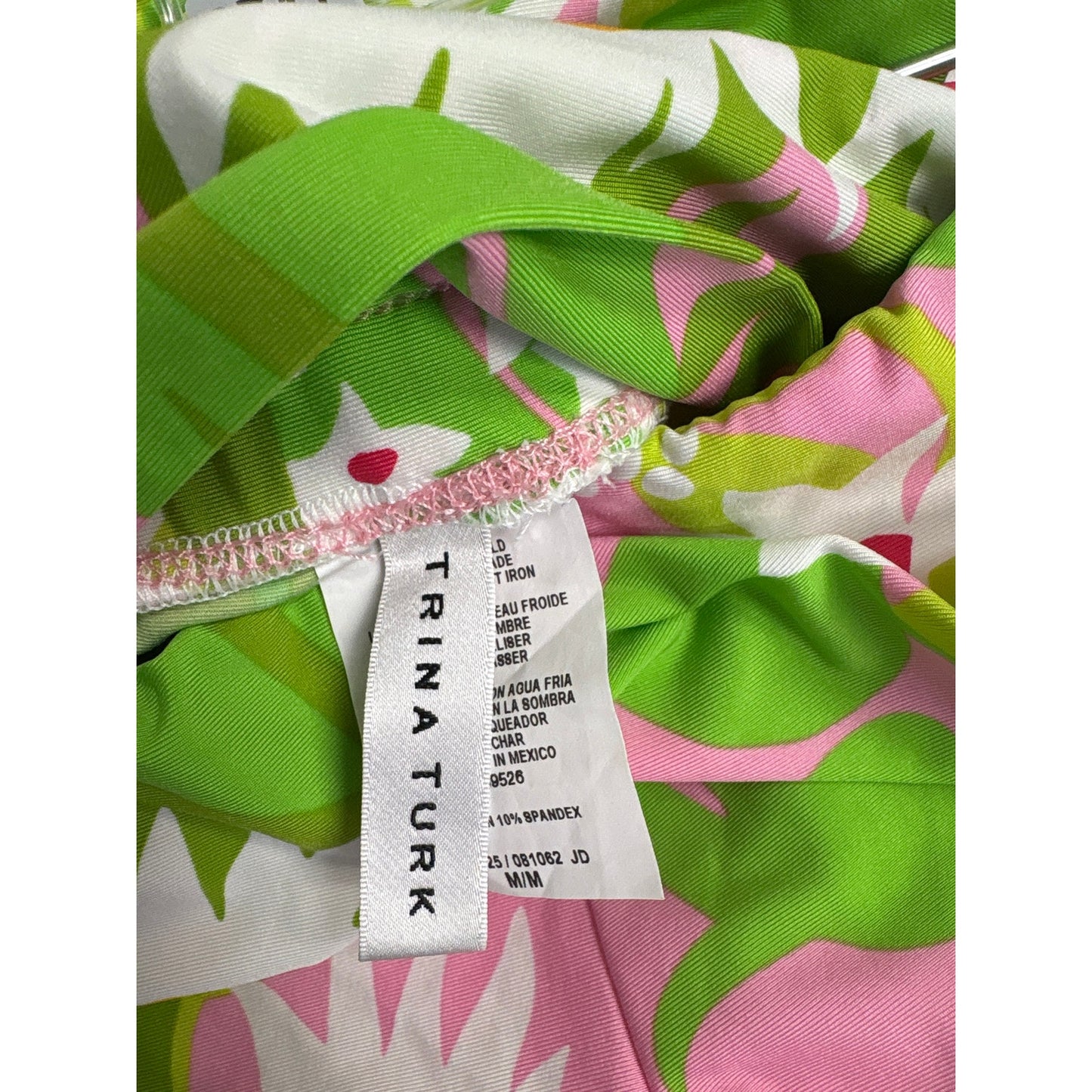 Trina Turk Green Pink Palma Swim Pants Sz M