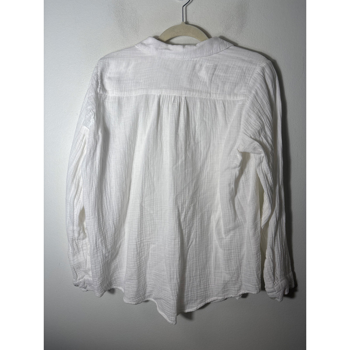 Lilla P White Cotton Guaze Long Sleeve Button Up Top L