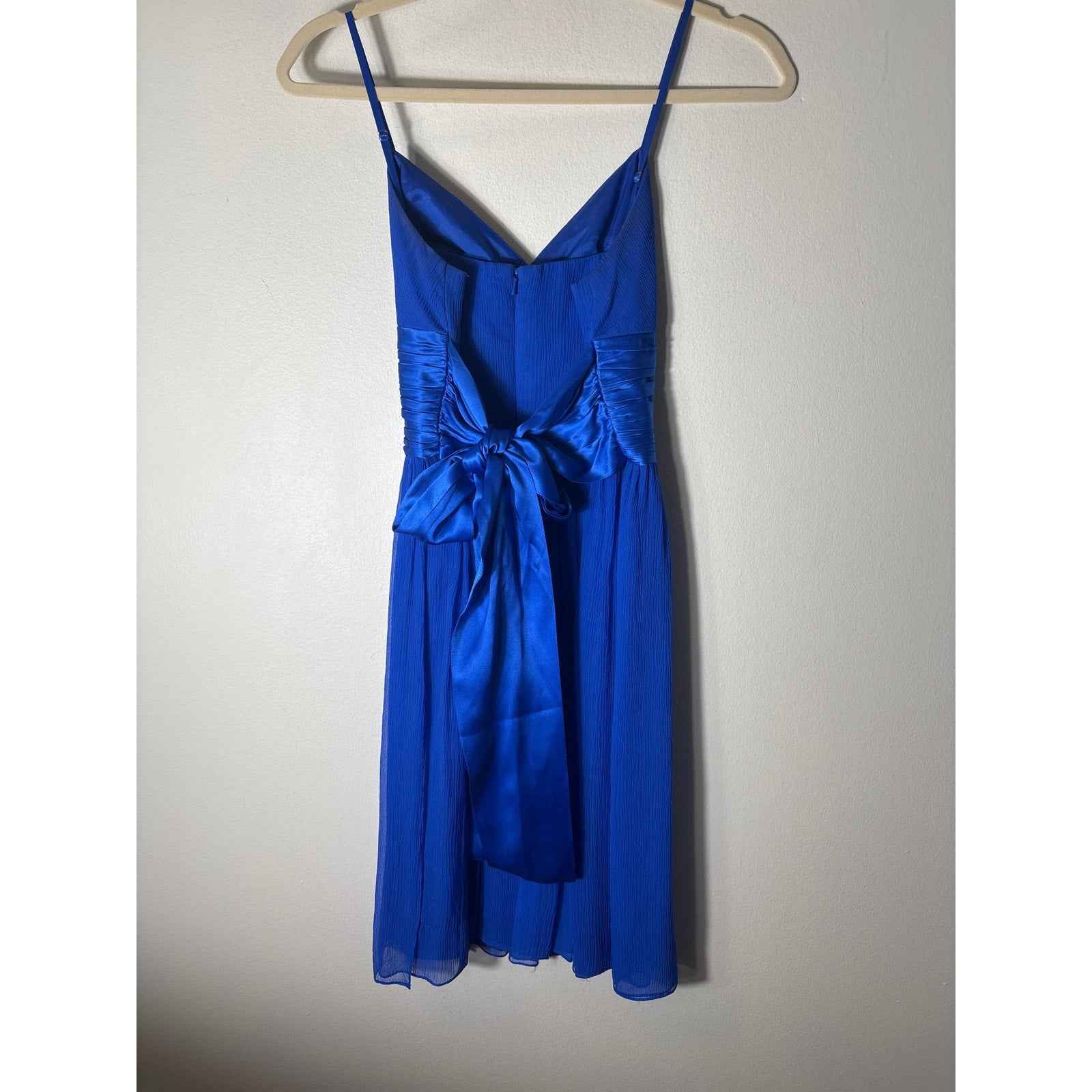 Maggie London Petites Blue Spaghetti Strap Empire Waist Cocktail Dress Sz 2P