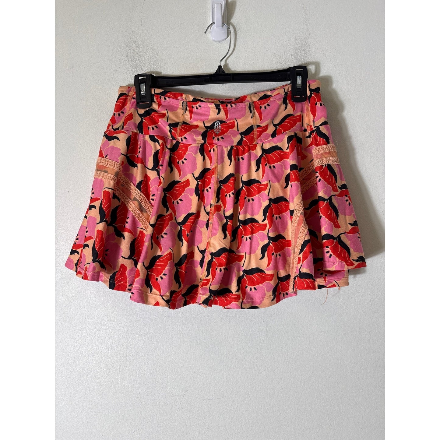 Free People Movement Orange Floral Tennis Skirt Sz XL