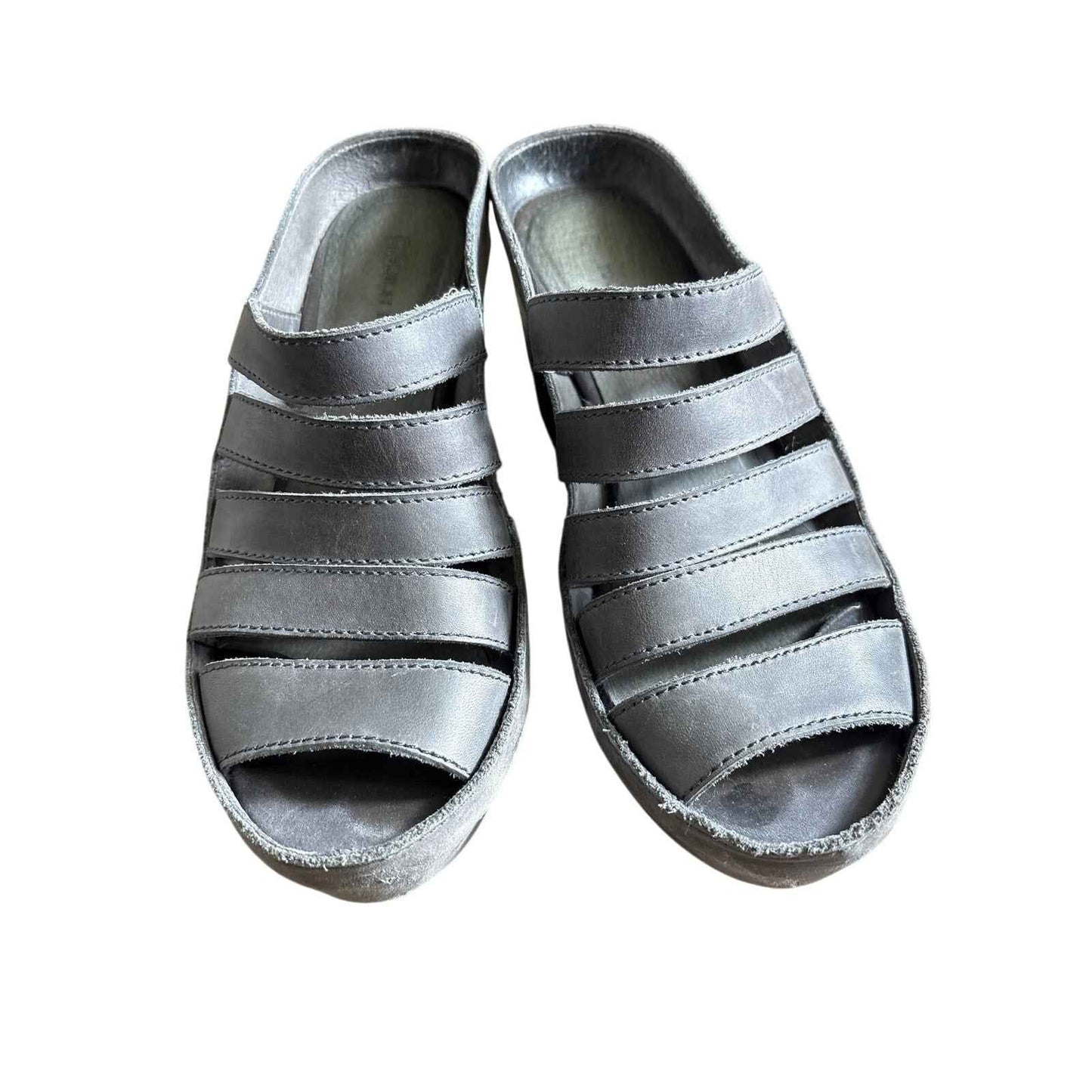 Chololat Blu Dark Gray Walker Wedge Sandals Sz 7