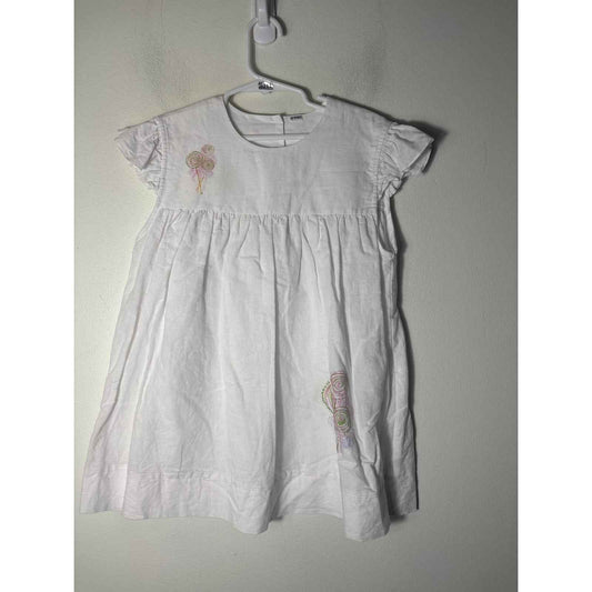 Girls Vintage White Linen Dress with Lollipops Sz 4-5