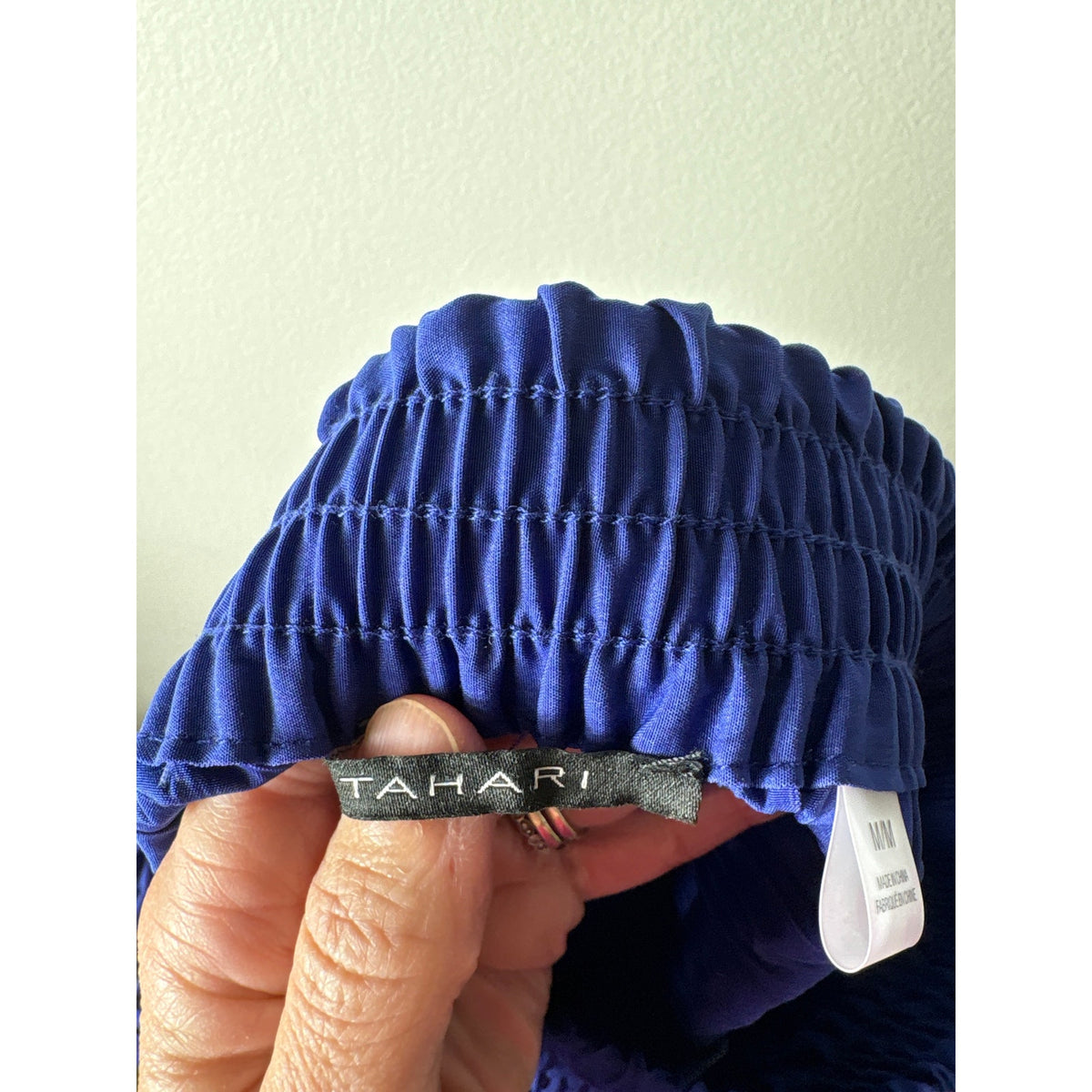 Tahari Electric Blue Pull On Pleated Midi Skirt Sz M