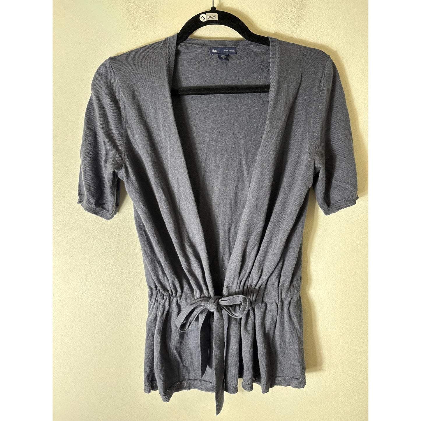 Gap Blue/Gray Lightweight Drawstring Waist Open Sweater Sz S