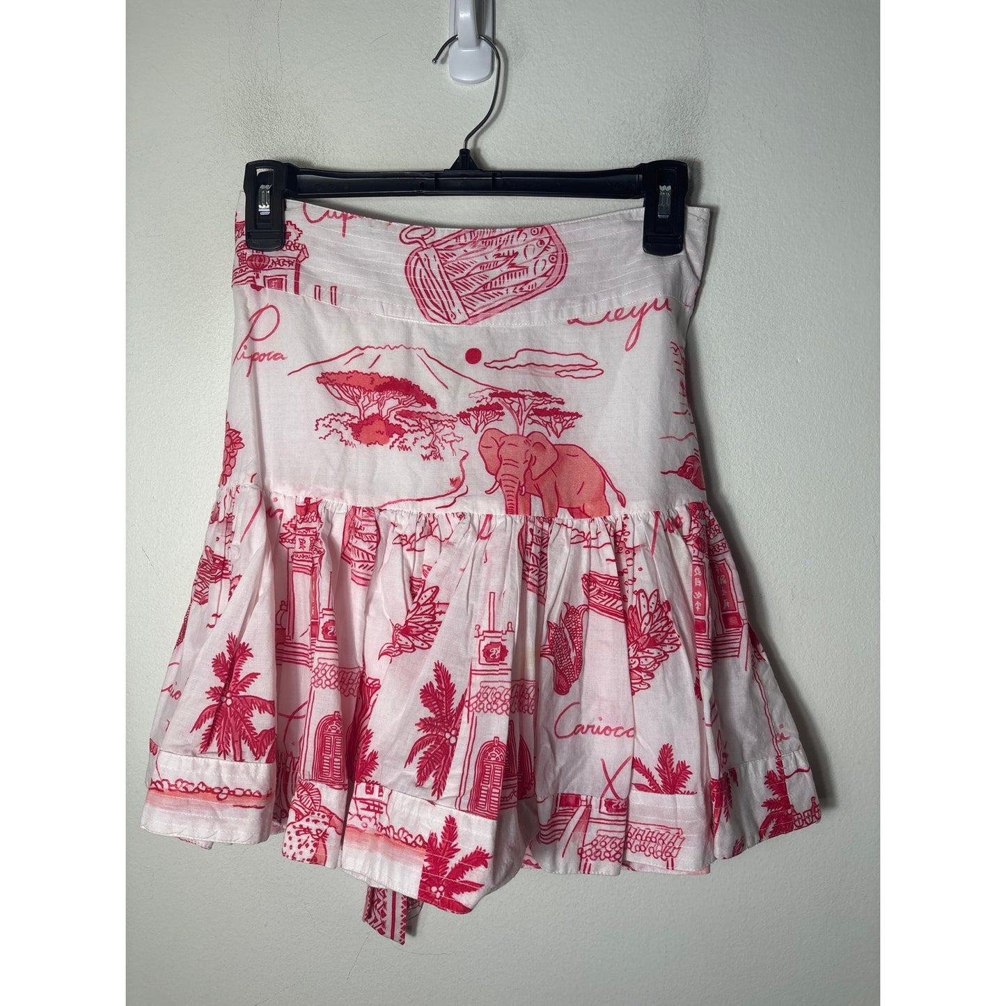 Farm Rio Red White Cotton Mini Skirt Sz XS