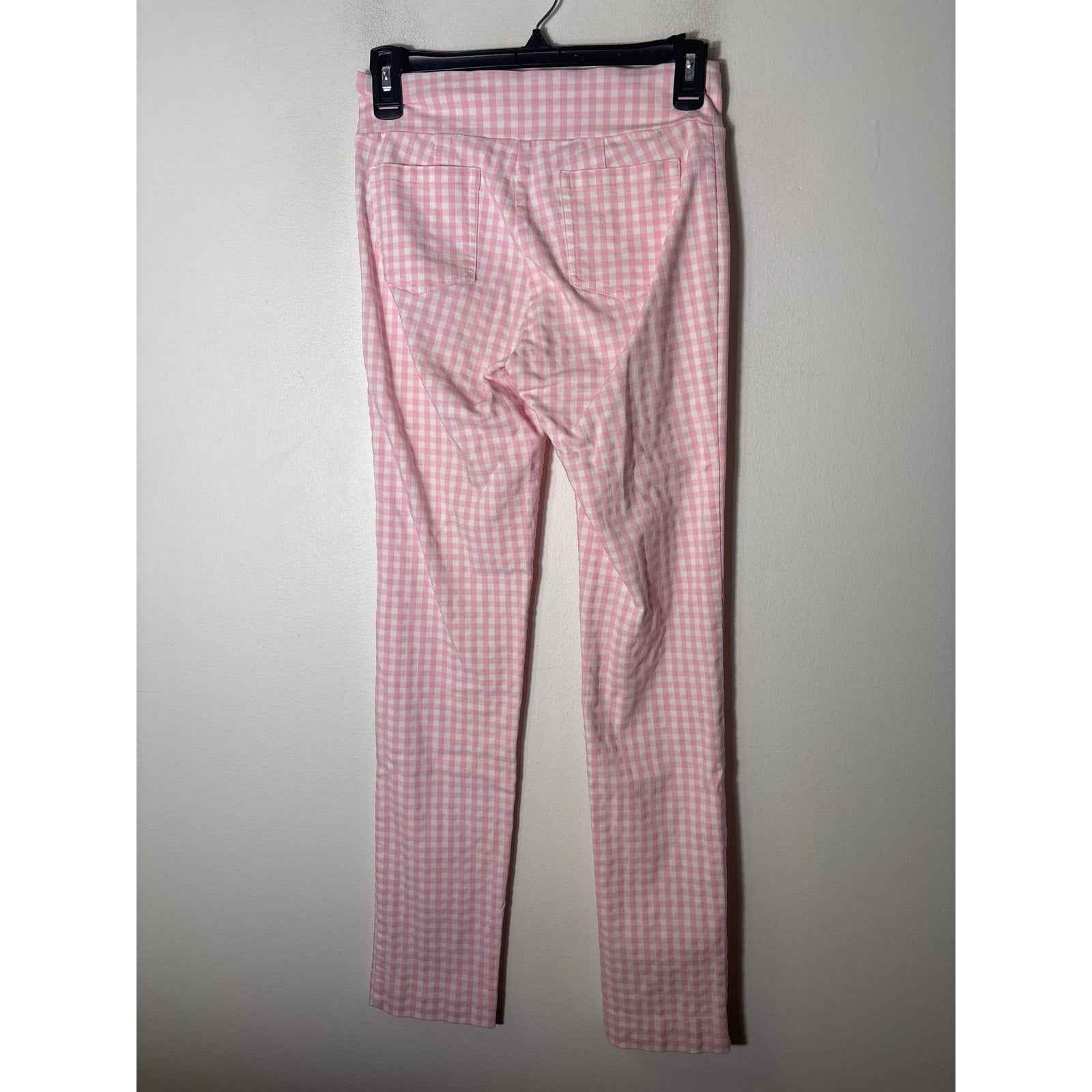 J. McLaughlin Pink and White Check Pull On Pants Sz 0