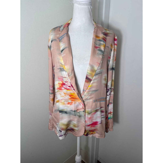 Neu Nomads Pink Watercolor Long Sleeve Jacket Sz M
