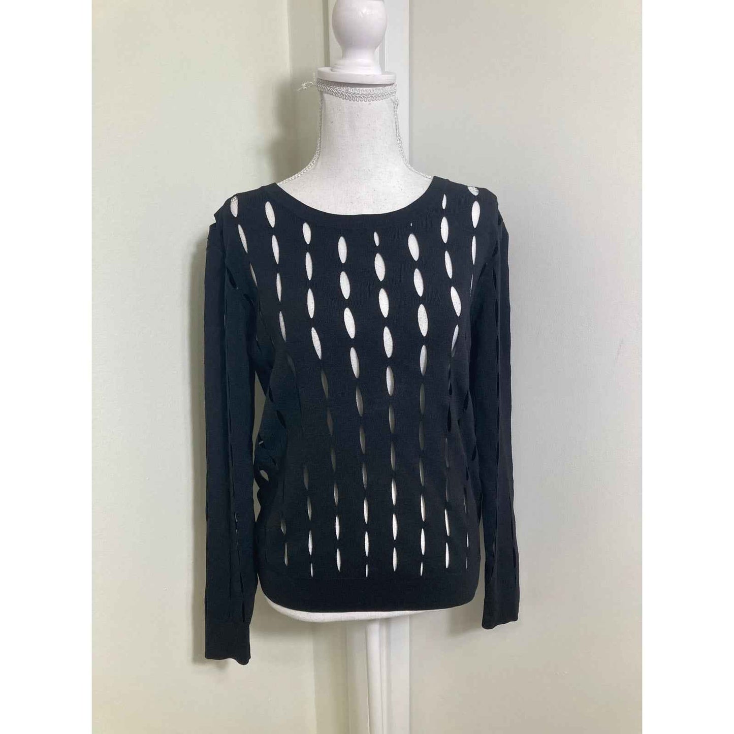 Oc Black Cut Out Long Sleeve Sweater Sz S