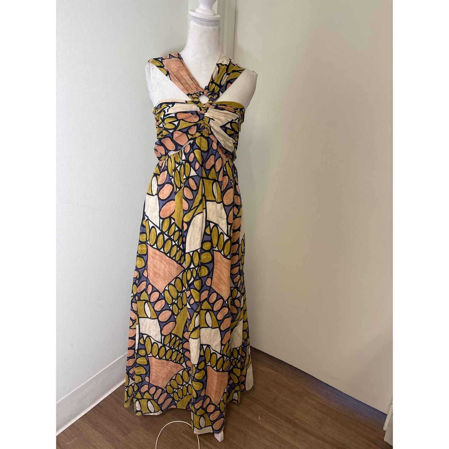 Cleobella Multicolor Print Cotton Maxi Dress Sz S