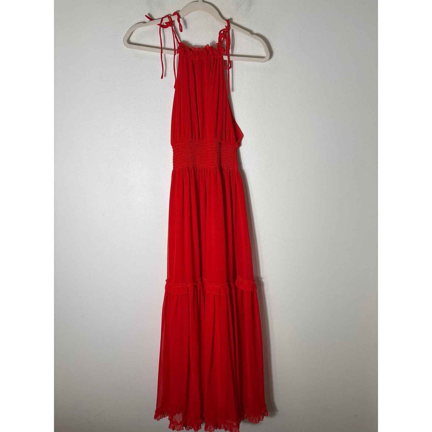 Banana Republic Red Ruffled Tiered Maxi Dress Sz Xs