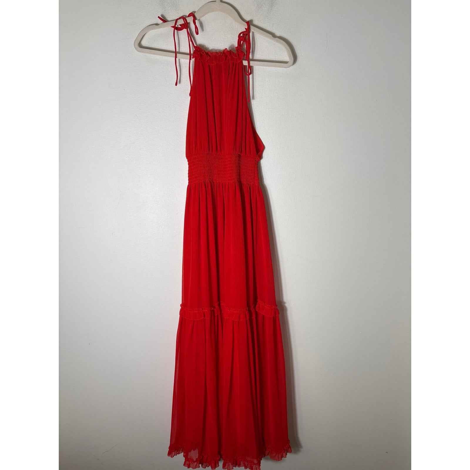 Banana Republic Red Ruffled Tiered Maxi Dress Sz Xs
