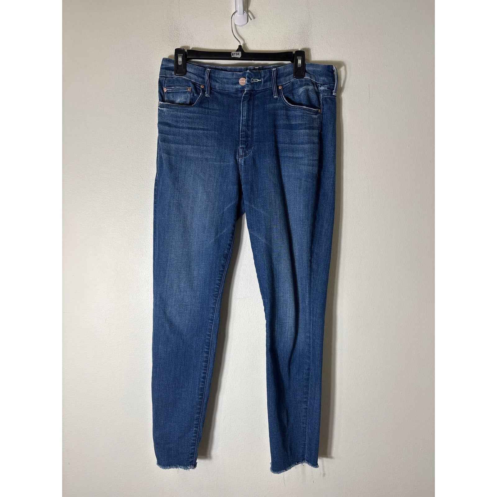 Mother Medium Wash The Looker Ankle Fray Blue Jean Sz 30