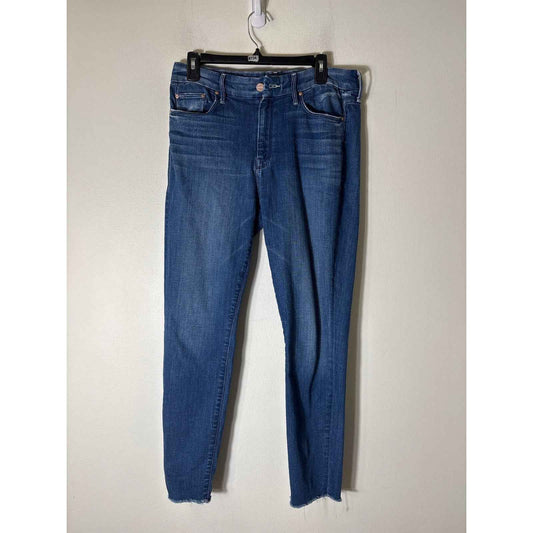 Mother Medium Wash The Looker Ankle Fray Blue Jean Sz 30