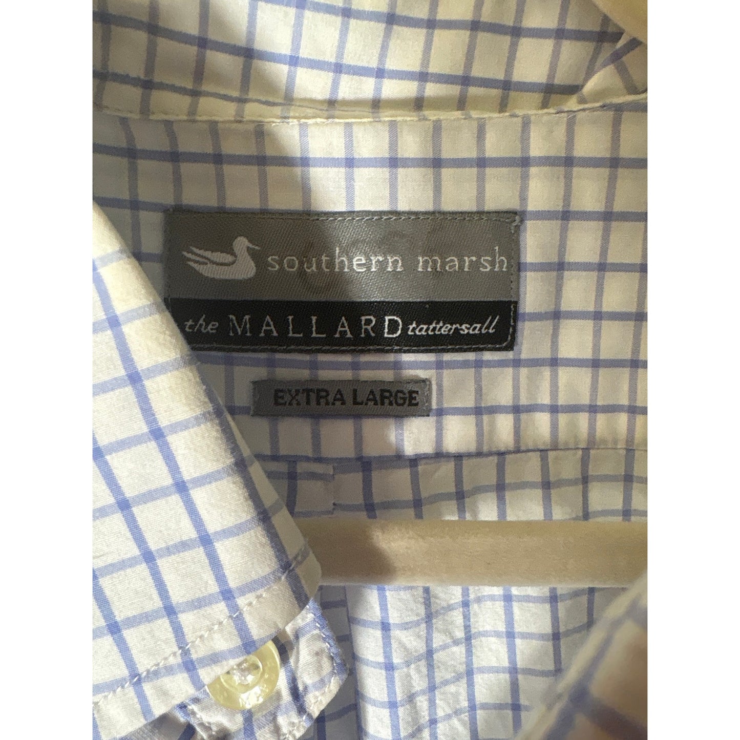 Men's Southern Marsh Blue White Plaid Long Sleeve Button Up Shirt Sz XL