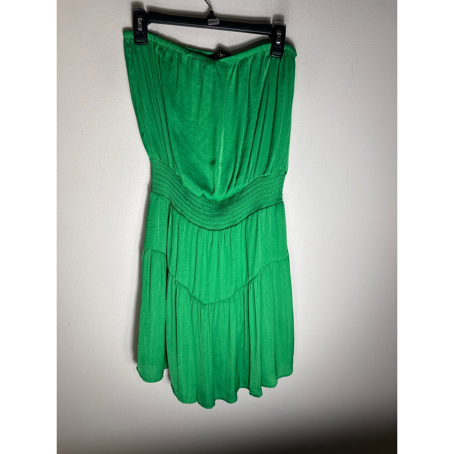 Fab'rik Bright Green Strapless Smocked Waist Mini Dress Sz M