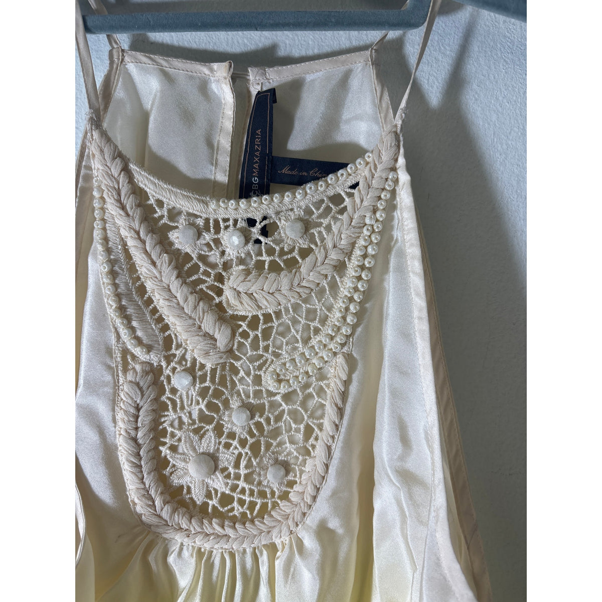 BCBG Yellow Hombre Flowy Beaded Top Sz XS