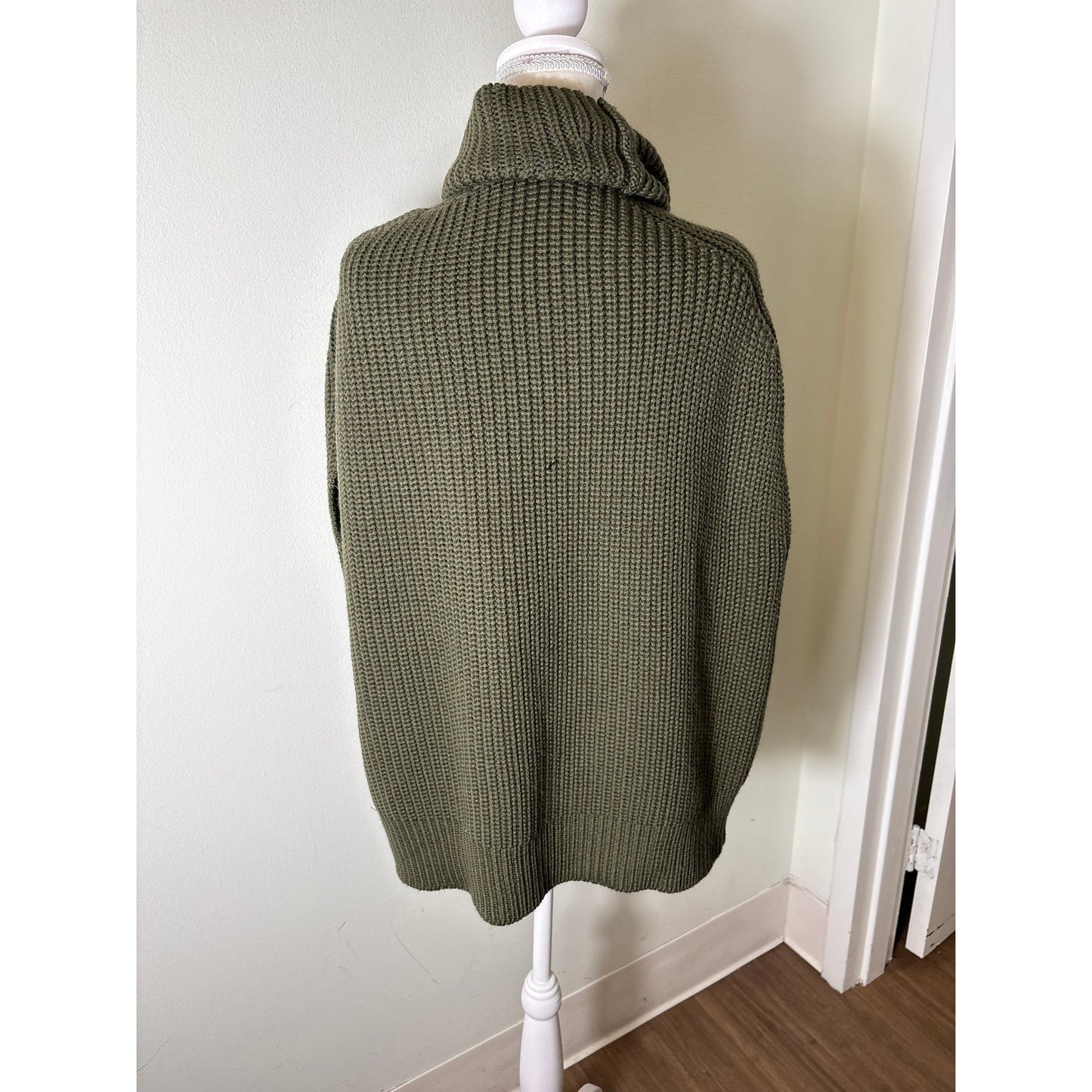 Pearl by Lela Rose Hunter Green Oversized Knit Sleevless Turtleneck Sweater Sz M