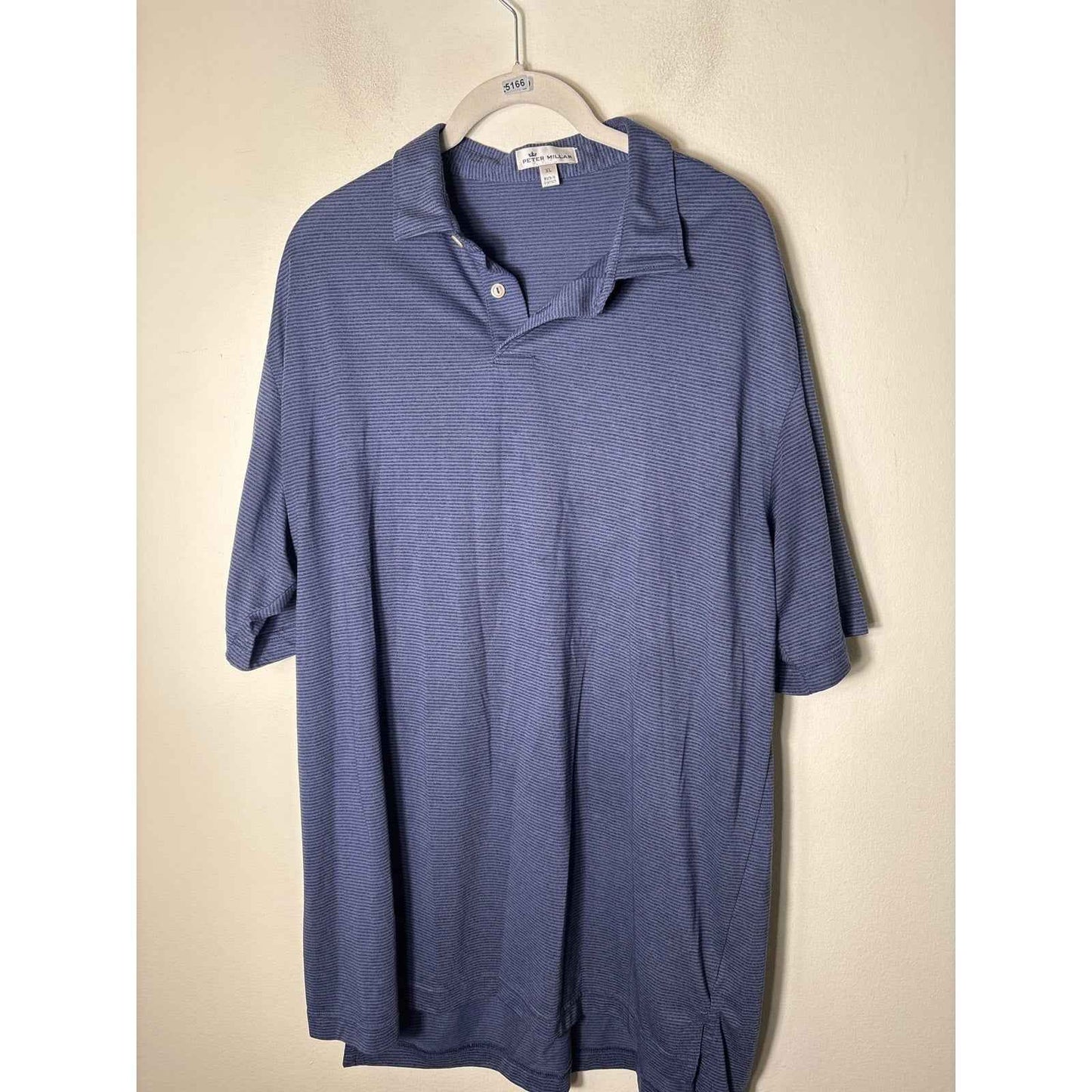 Mens Peter Millar Navy Striped Polo Shirt Sz XL