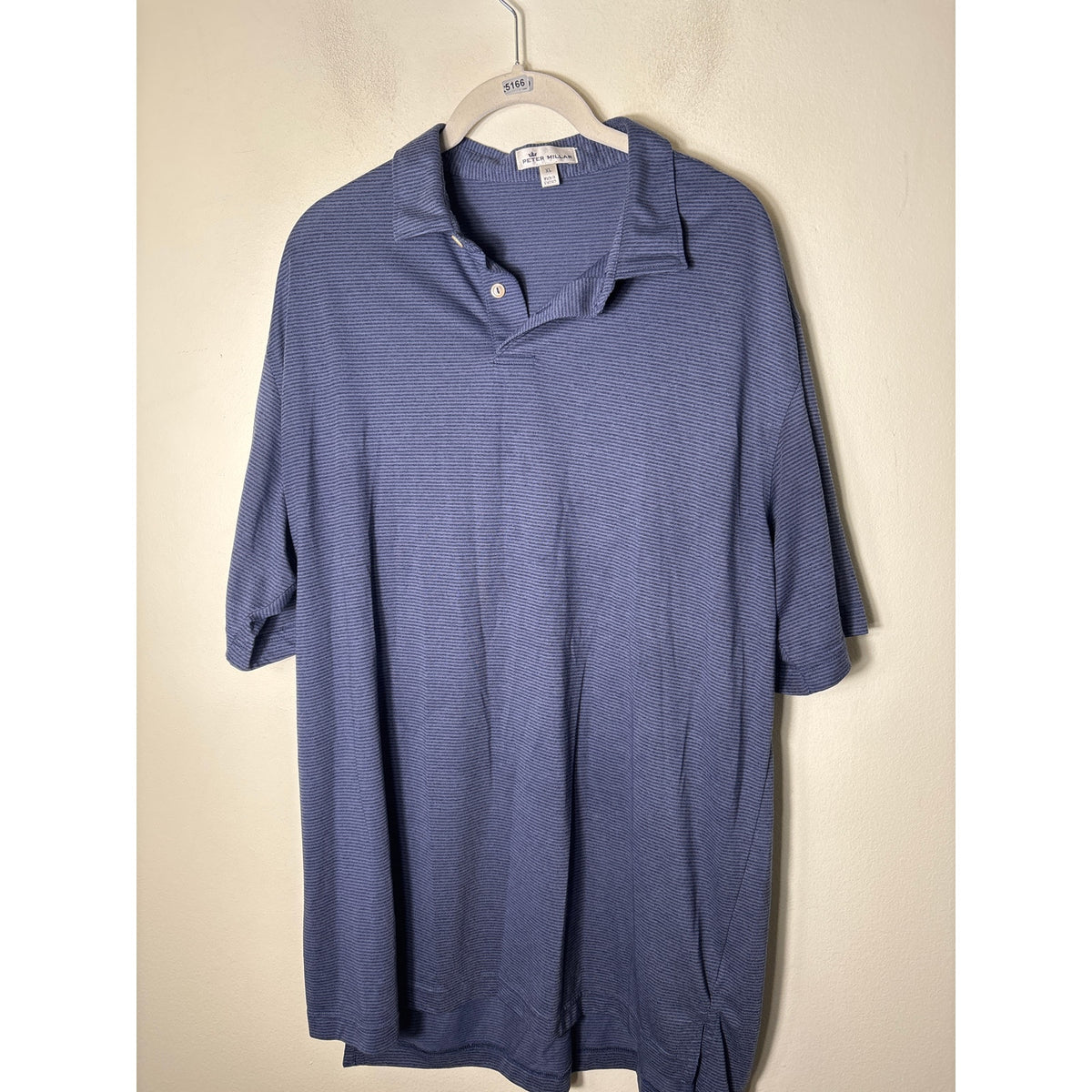 Mens Peter Millar Navy Striped Polo Shirt Sz XL