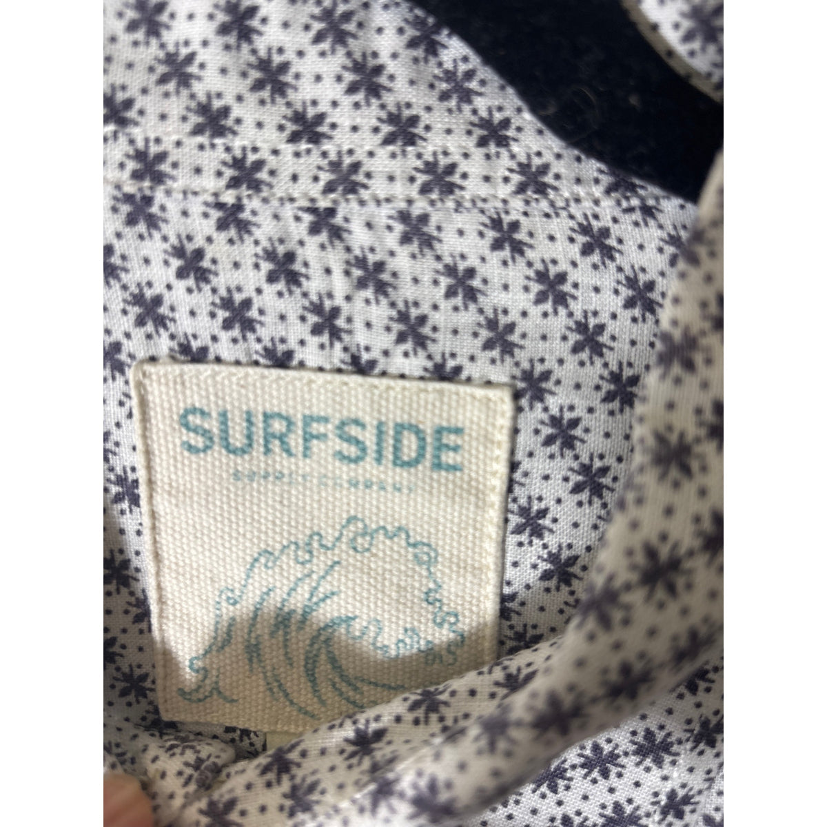 Men's Surfside White with Brown Pattern Linen Shirt Sz M