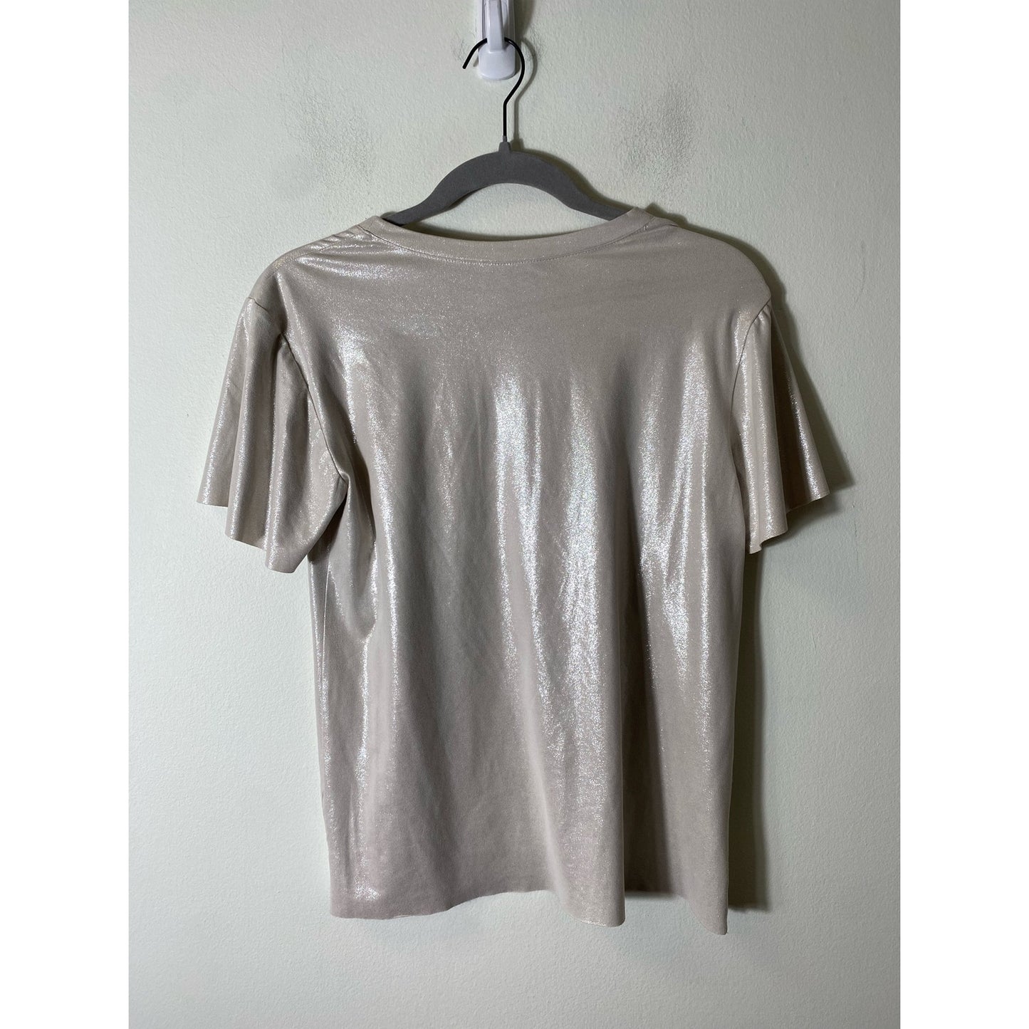 Trouve Light Gray Shimmery Short Sleeve T-shirt Sz XS