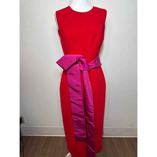 NWT Carolina Herrera Red Bow Detail Cocktail Midi Dress Sz 6