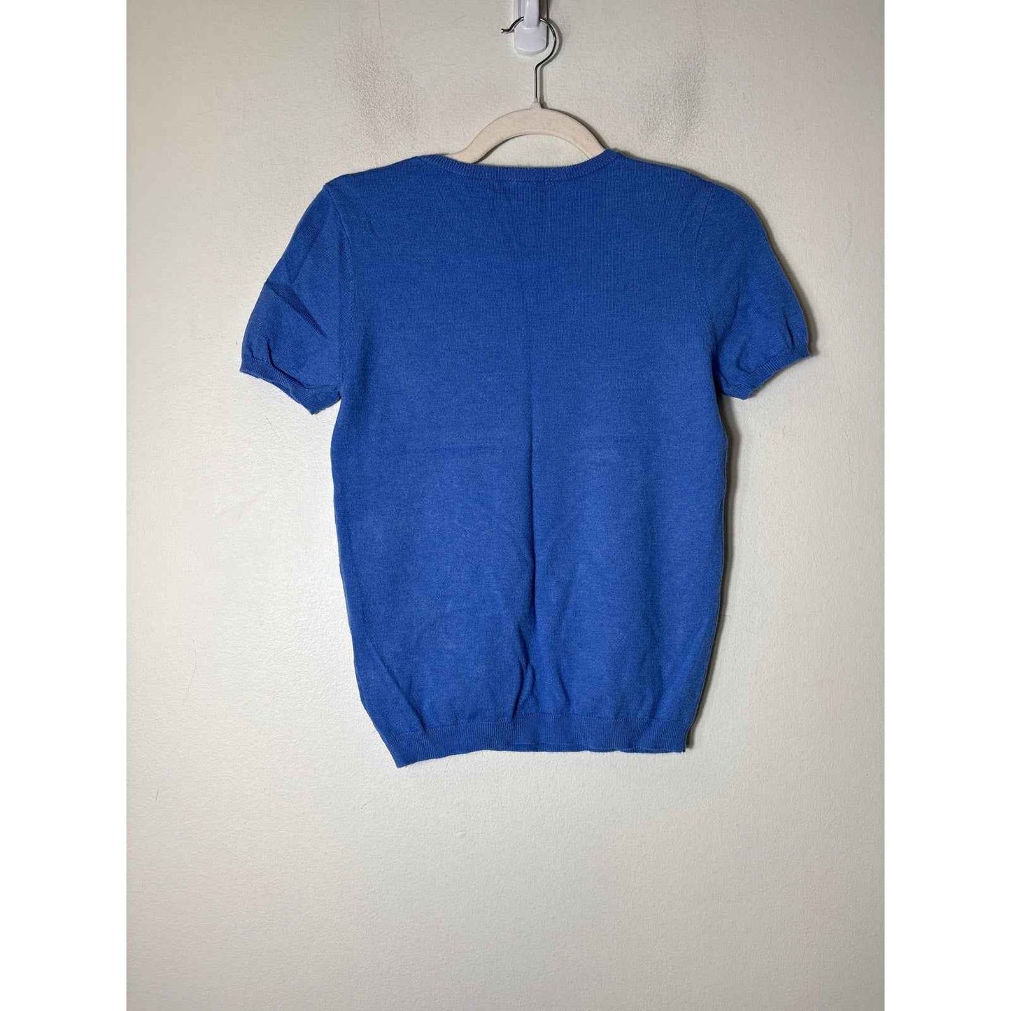 Active Usa Blue Short Sleeve Sweater Top Sz S