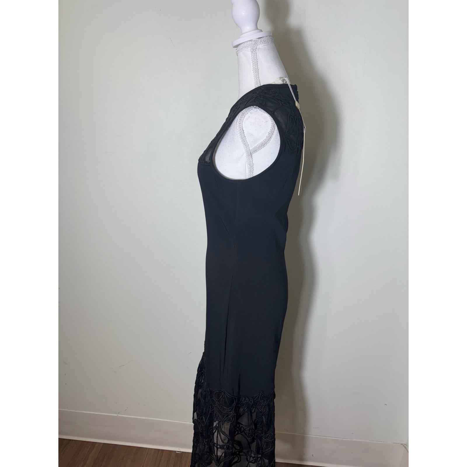 NWT Jonathan Simkhai Black Sleeveless Corded Mesh Dress  Sz 4