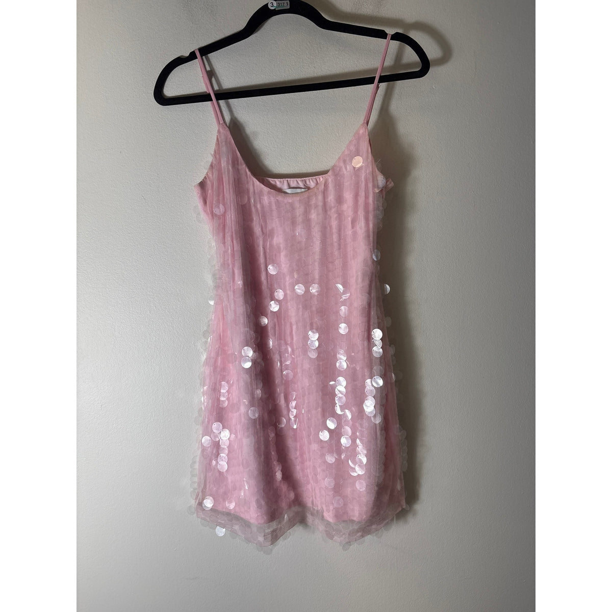 Sndys Pink Clear Fish Scale Mini Dress Sz S