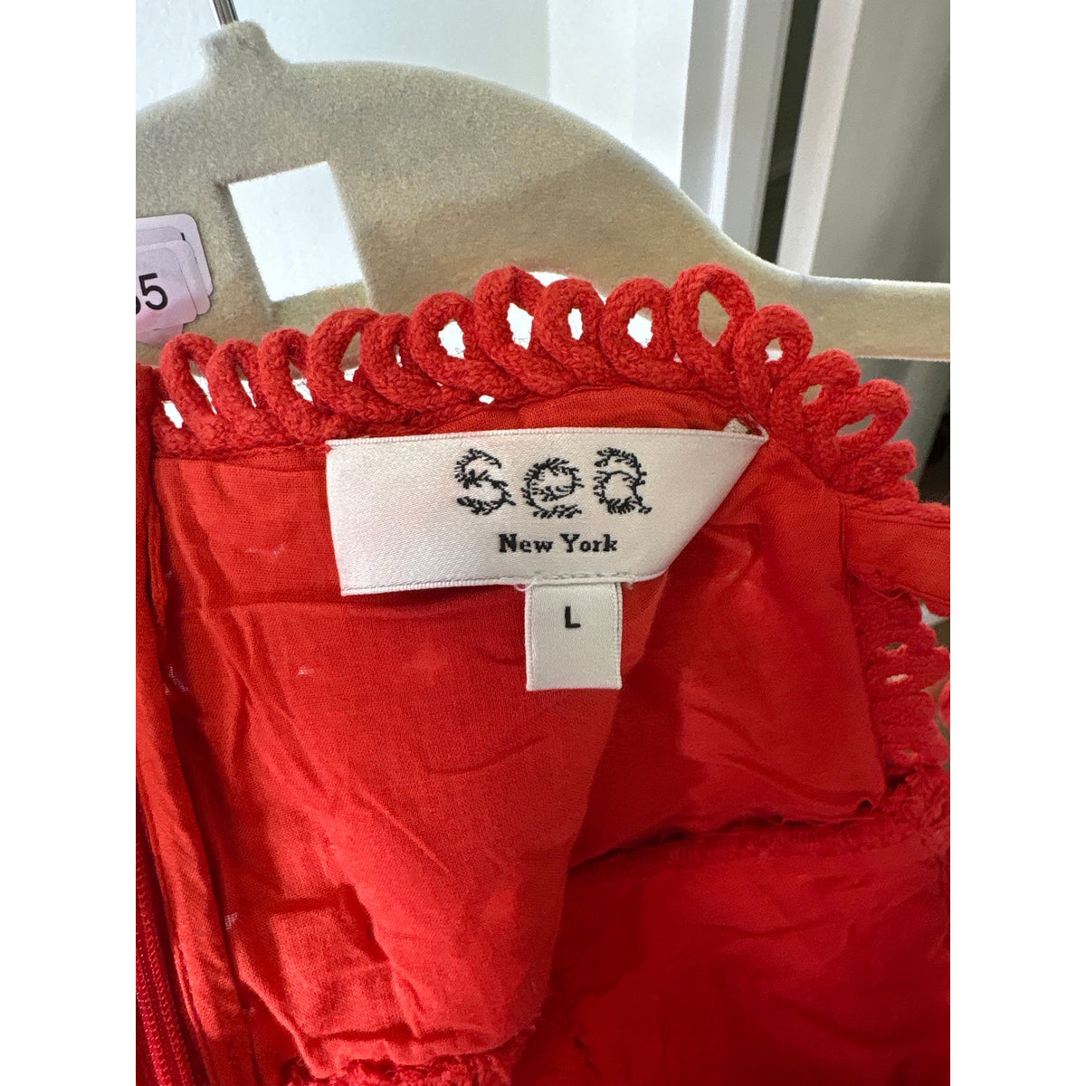 Sea New York Red Tiered Crochet Bodice Maxi Dress Sz L