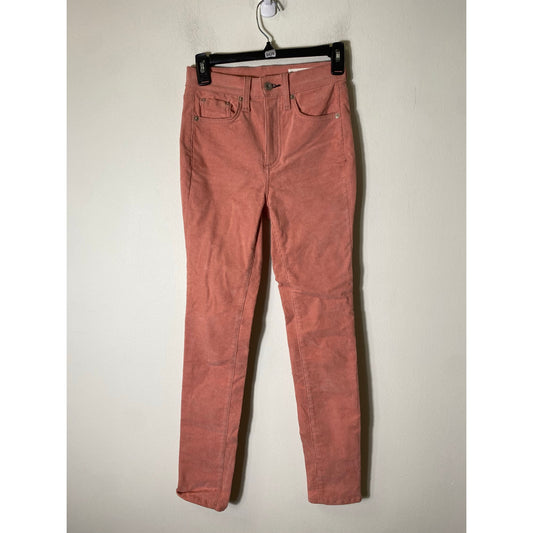 Rag & Bone Salmon Pink Cordoroy High Rise Skinny Sz 24