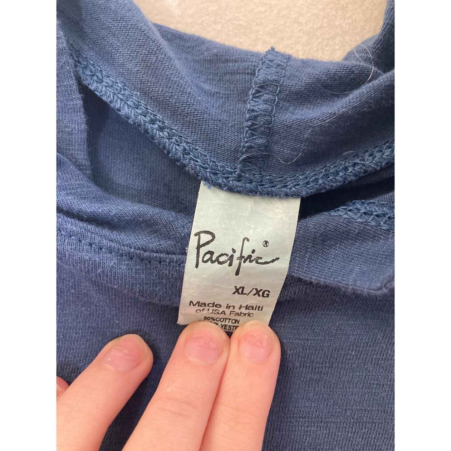 Men's Pacific Dark Blue "Telluride" Long Sleeve Hooded Tee Shirt Sz XL